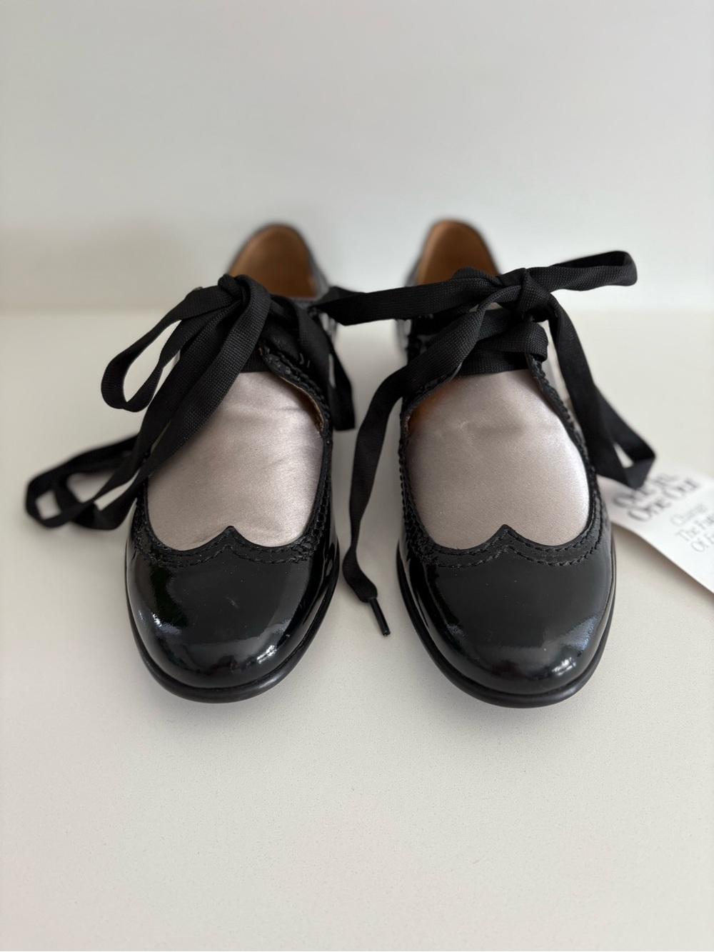 Lanvin Black Patent Leather & Silver Satin Brogues Archival 2012 Collection NEW